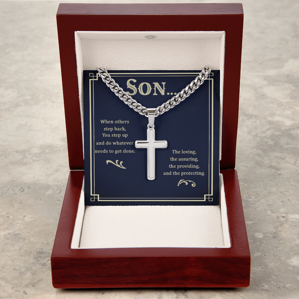 Son's Artisan Cross with Cuban Link Chain