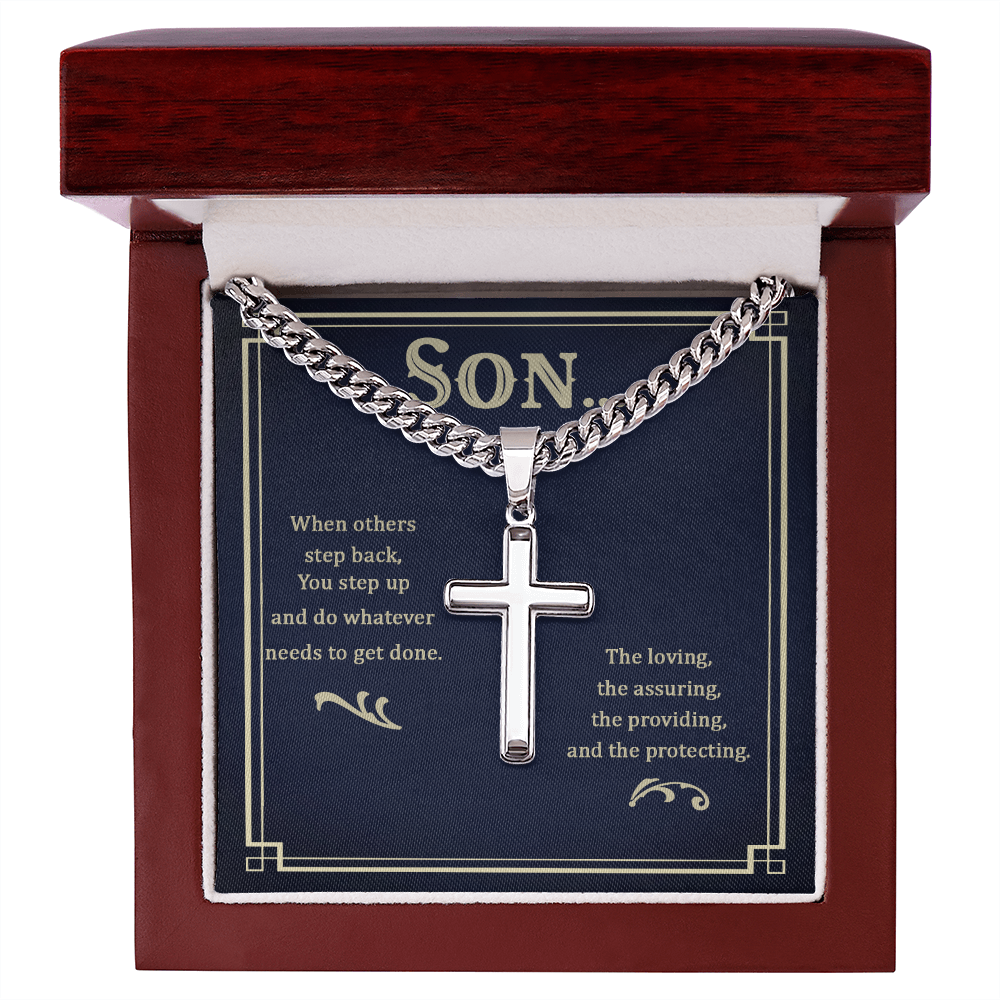 Son's Artisan Cross with Cuban Link Chain