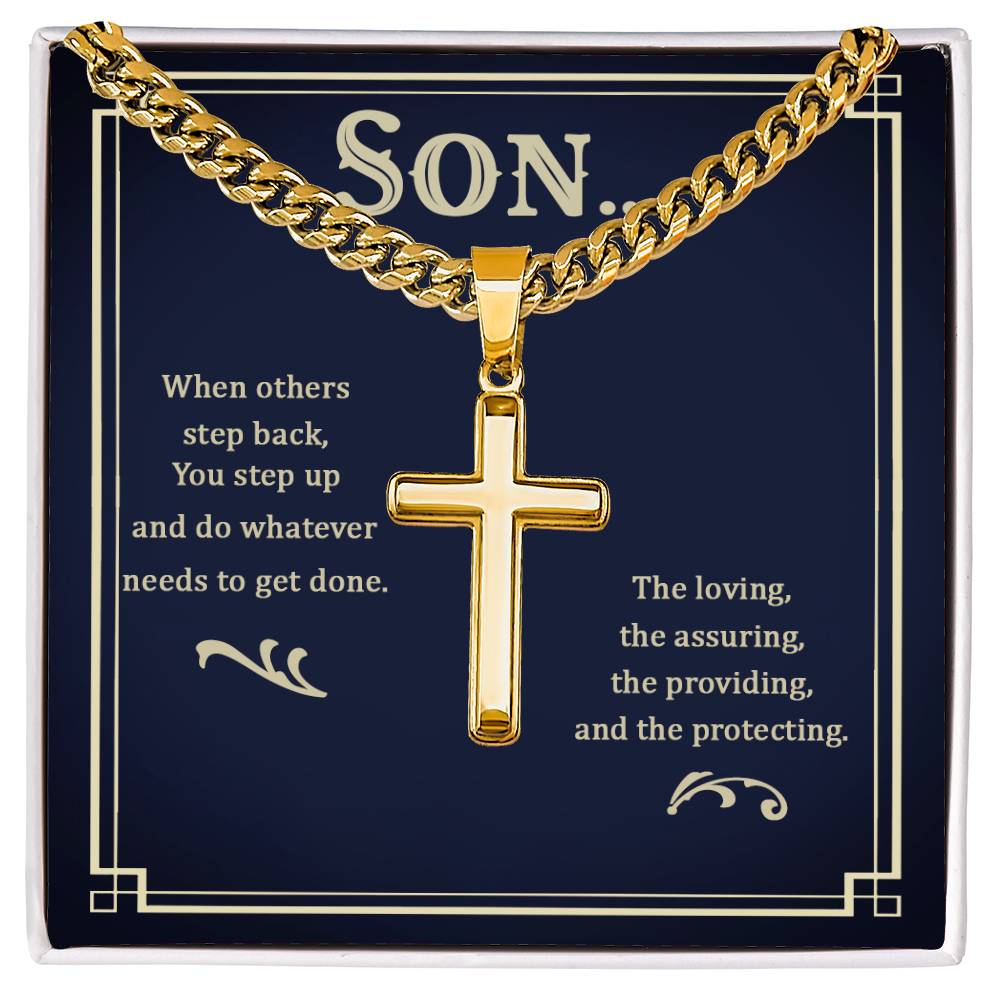 Son's Artisan Cross with Cuban Link Chain