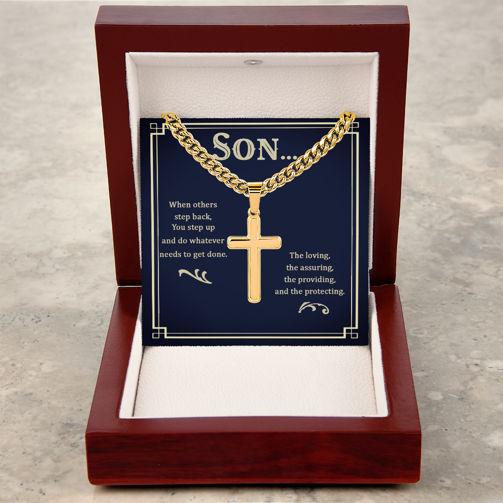 Son's Artisan Cross with Cuban Link Chain