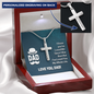 Personalized Cross Necklace with Snake Chain-For Dad