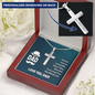 Personalized Cross Necklace with Snake Chain-For Dad