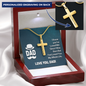 Personalized Cross Necklace with Snake Chain-For Dad