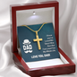Personalized Cross Necklace with Snake Chain-For Dad