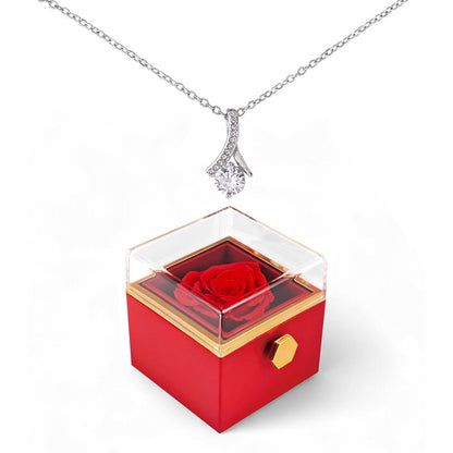 Alluring Beauty Necklace and Rotating Rose Gift Box.