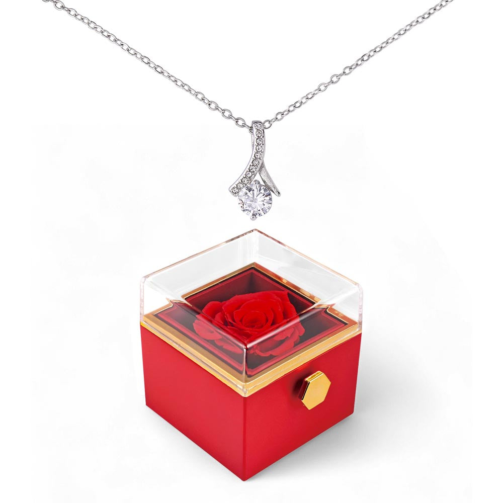 Alluring Beauty Necklace and Rotating Rose Gift Box.