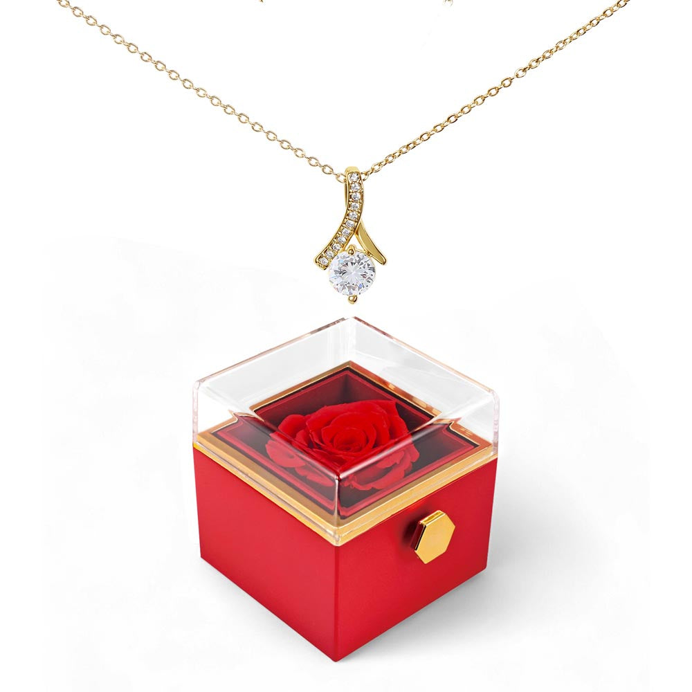 Alluring Beauty Necklace and Rotating Rose Gift Box.
