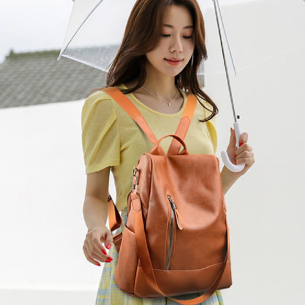 Women's Large Capacity Leather Backpack