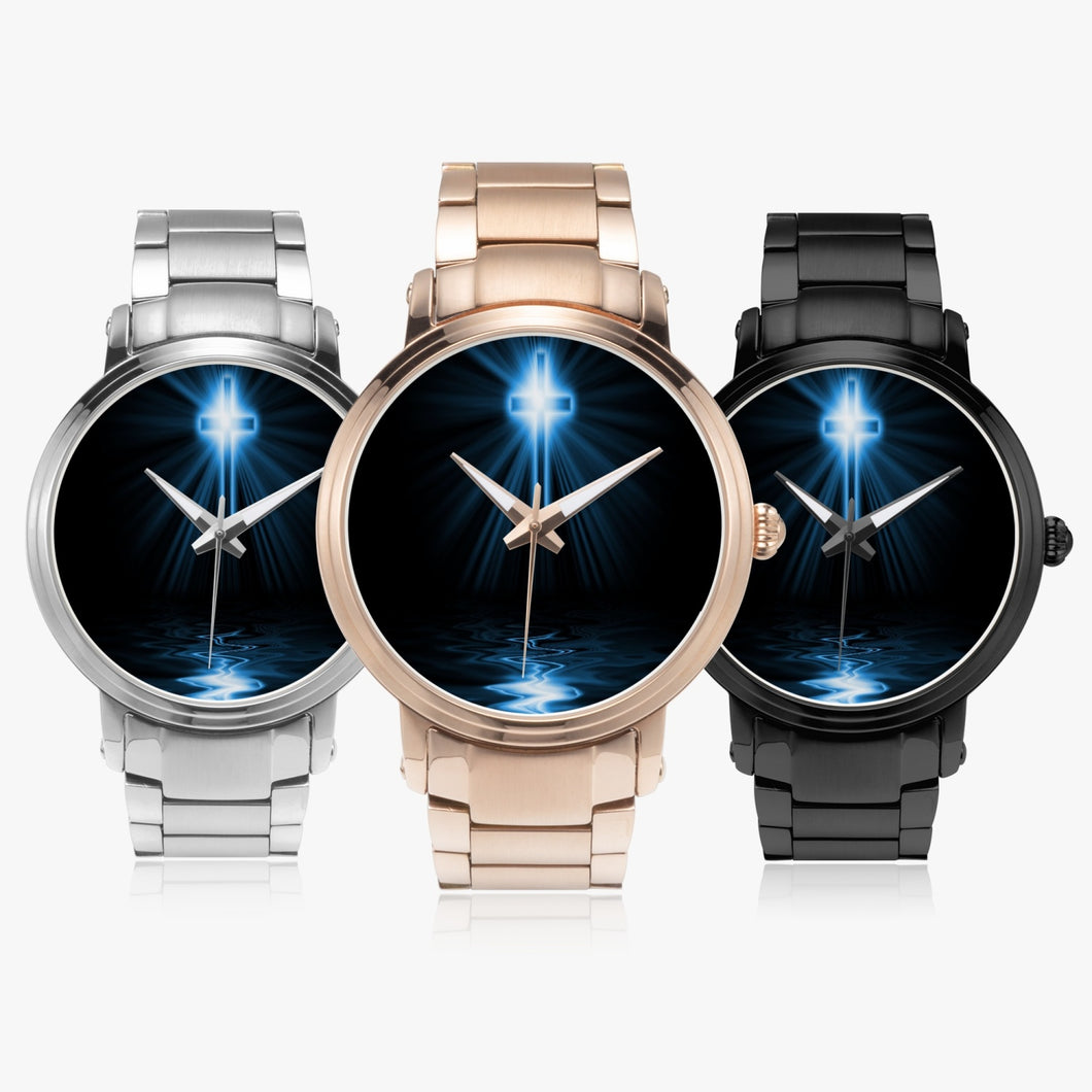 Blue Fire Cross  Steel Strap Automatic Watch