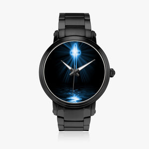 Blue Fire Cross  Steel Strap Automatic Watch