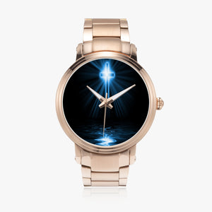 Blue Fire Cross  Steel Strap Automatic Watch