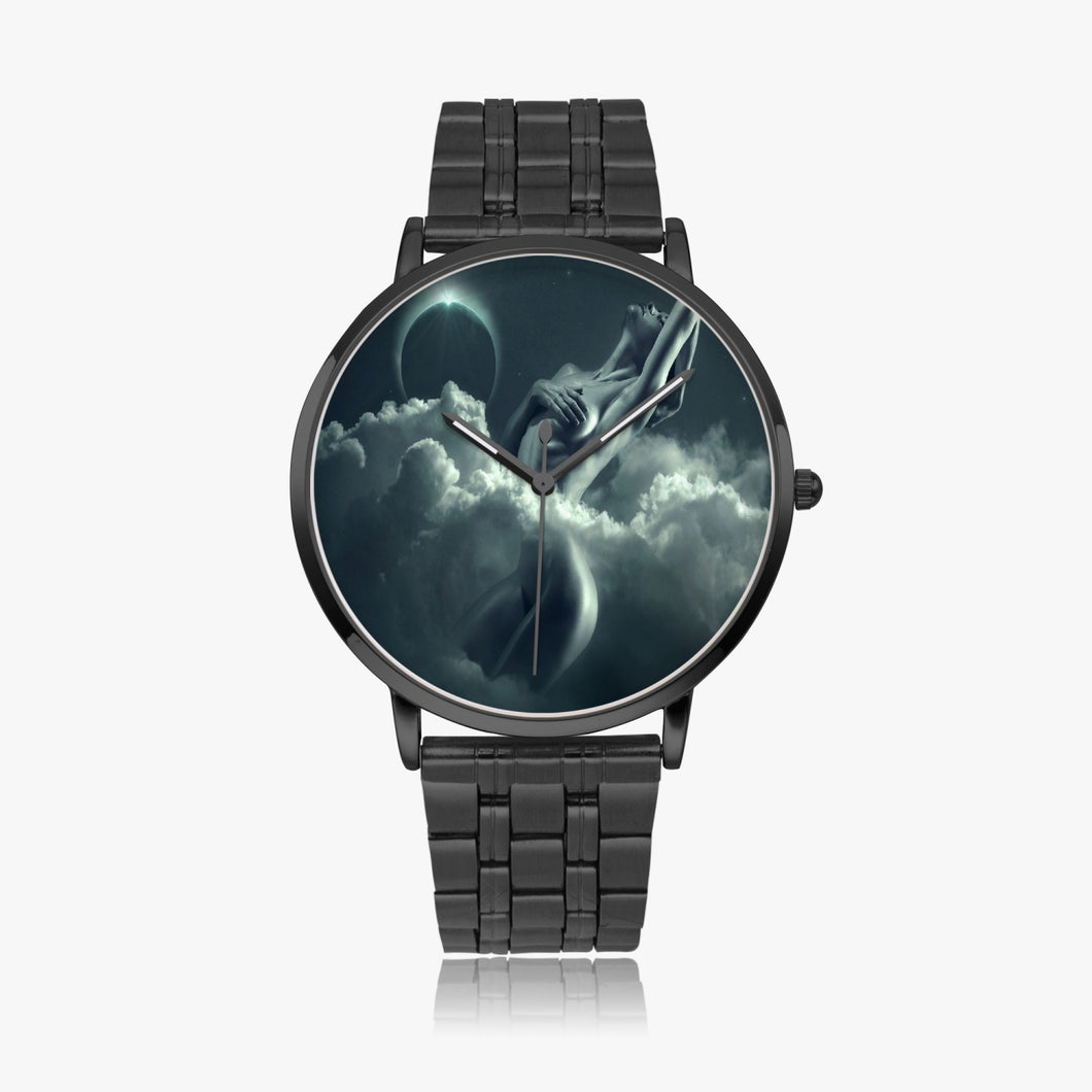Erotic fantasy woman steel strap quartz watch