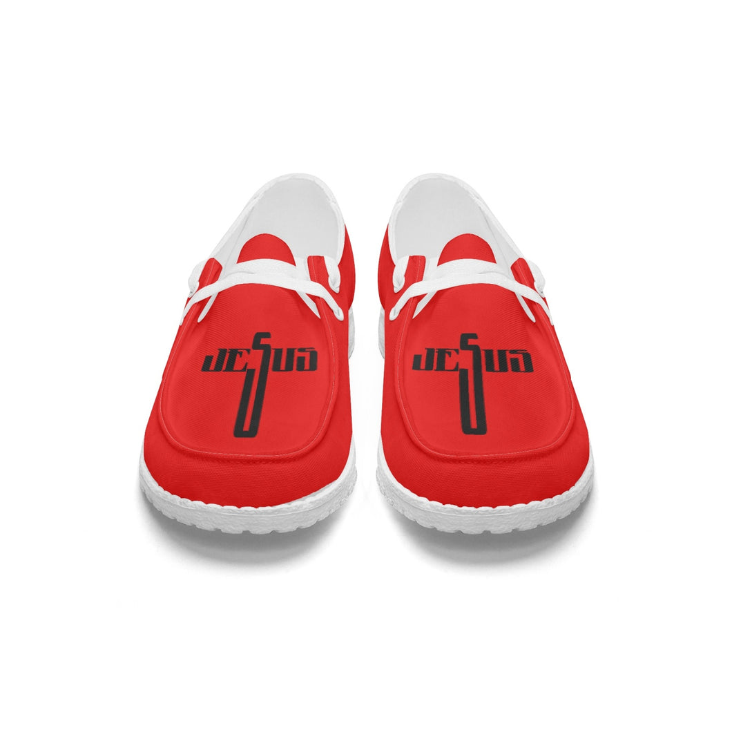 Red Jesus Canvas Lace-up Loafers