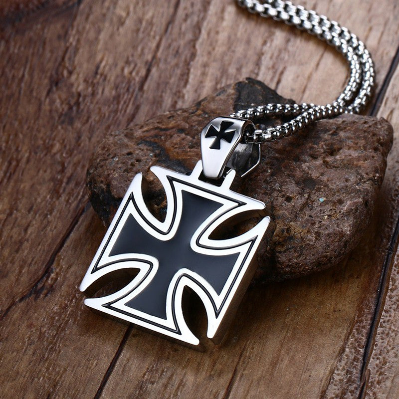 Vintage Maltese Iron Cross Men's Necklace